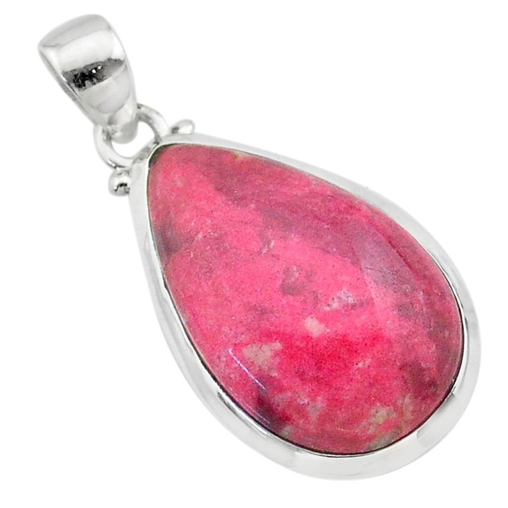 925 silver 17.91cts natural thulite (unionite, pink zoisite) pear pendant t22637