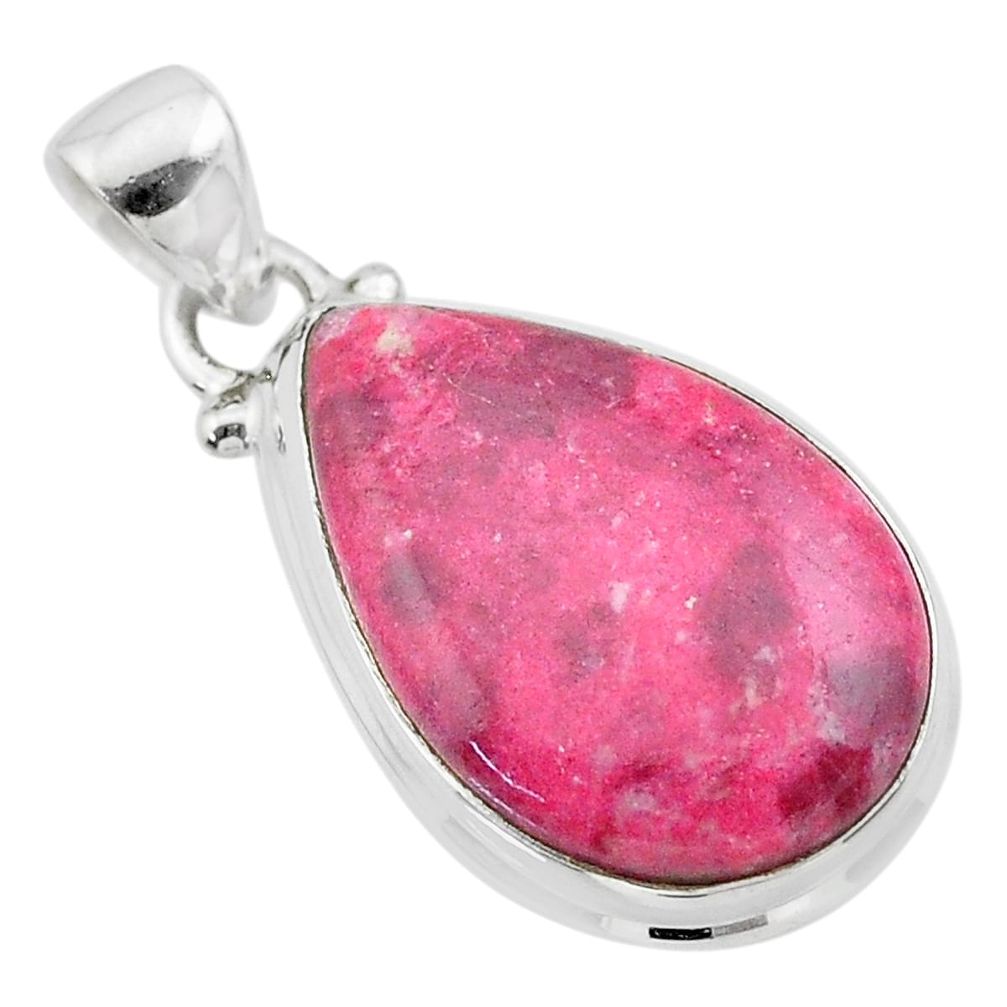 925 silver 14.72cts natural thulite (unionite, pink zoisite) pear pendant t26591