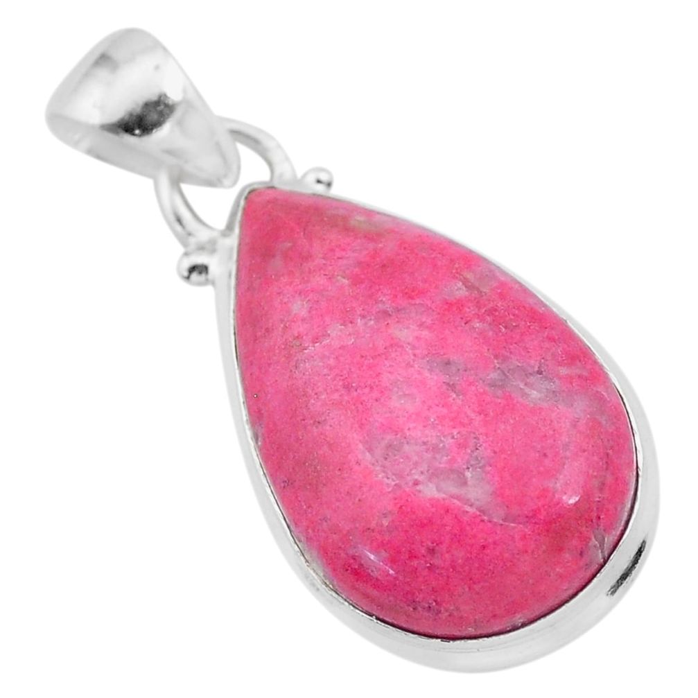 925 silver 15.62cts natural thulite (unionite, pink zoisite) pear pendant t28876