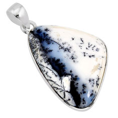 925 silver 18.46cts natural white dendrite opal (merlinite) fancy pendant y77517