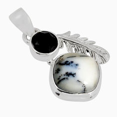 925 silver 7.33cts natural white dendrite opal (merlinite) onyx pendant y55678