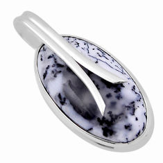 925 silver 13.66cts natural white dendrite opal (merlinite) oval pendant n29584