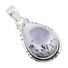 925 silver 13.63cts natural white dendrite opal (merlinite) pear pendant y42279