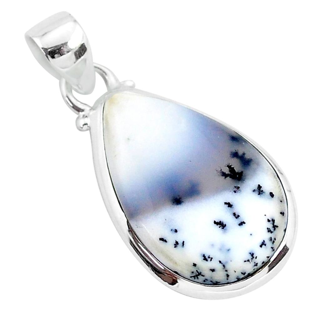 925 silver 10.08cts natural white dendrite opal (merlinite) pendant r94355