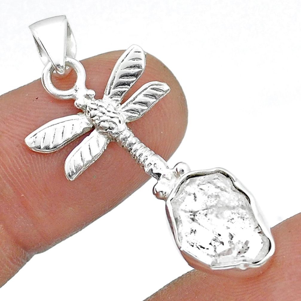925 silver 4.25cts natural white herkimer diamond fancy dragonfly pendant u77156