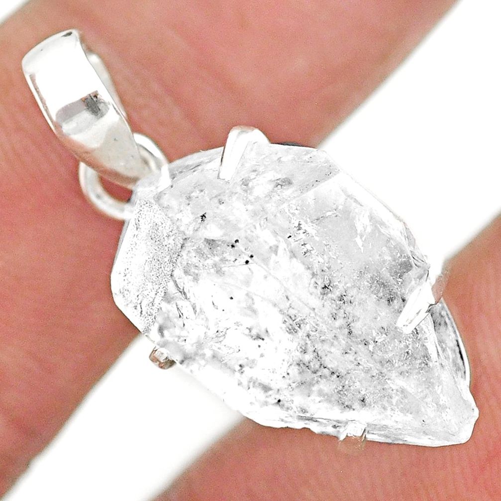 925 silver 15.65cts natural white herkimer diamond fancy shape pendant r83016