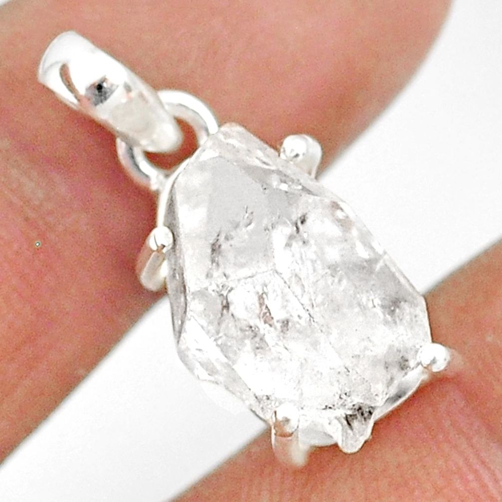 925 silver 11.65cts natural white herkimer diamond fancy shape pendant r85368