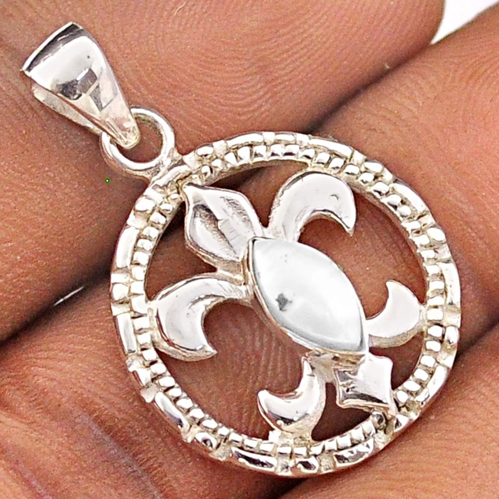 925 silver 1.99cts natural white pearl marquise fleur-de-lis pendant t88984