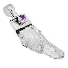 925 silver 15.17cts natural white petalite rough fancy amethyst pendant y96052