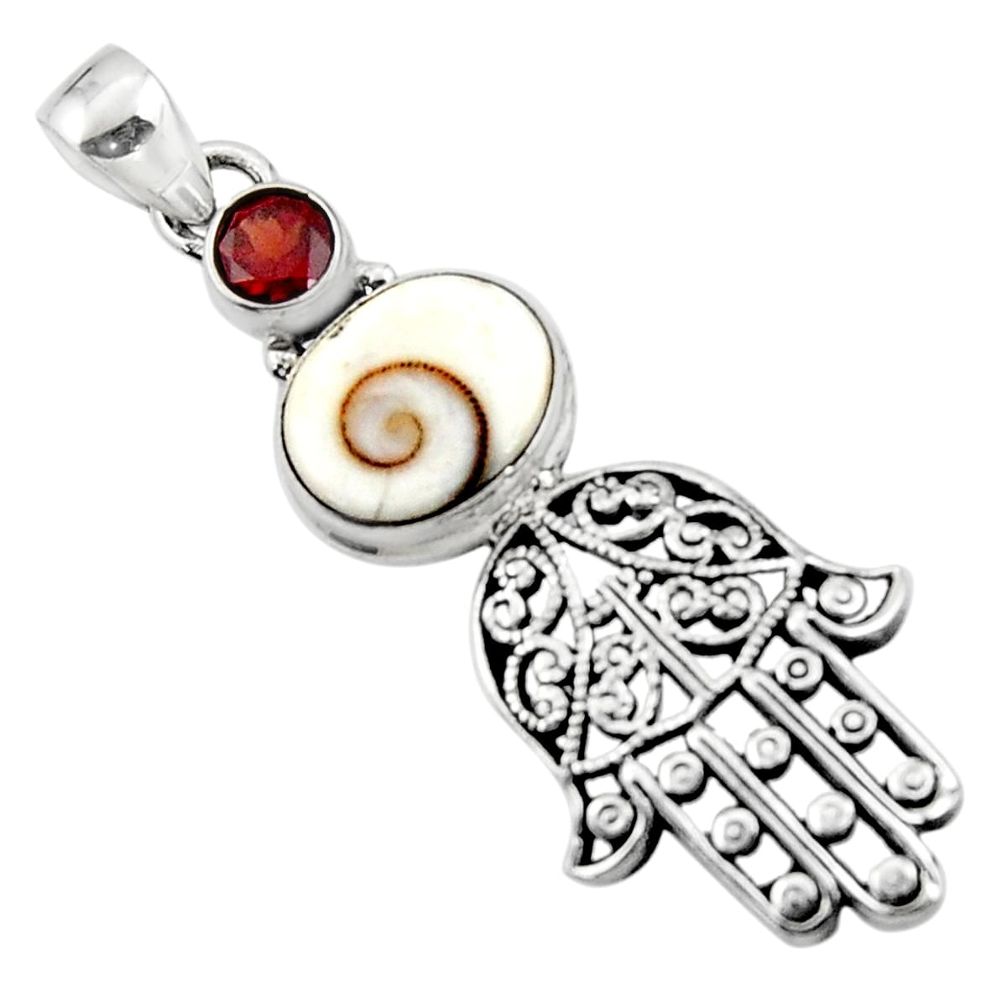 925 silver 5.57cts natural white shiva eye hand of god hamsa pendant r52840