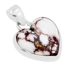 925 silver 8.71cts natural white wild horse magnesite heart shape pendant y64526