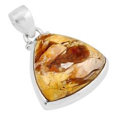 925 silver 15.96cts natural yellow brecciated mookaite trillion pendant y46270