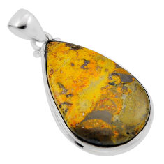 925 silver 23.87cts natural yellow bumble bee australian jasper pendant n34552