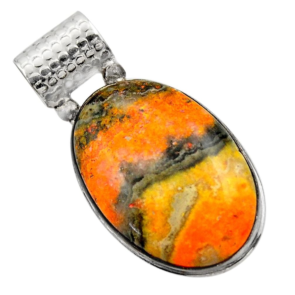 925 silver 22.02cts natural yellow bumble bee australian jasper pendant r32009