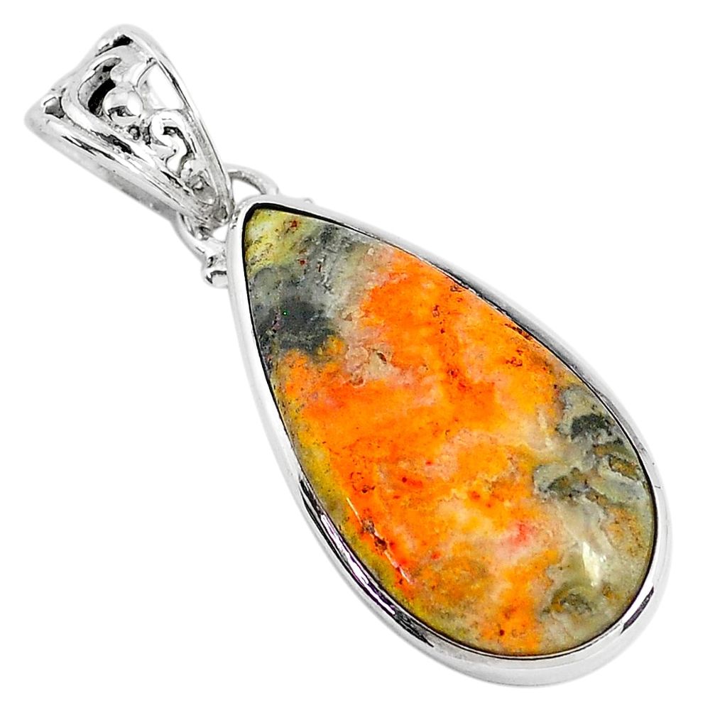 925 silver 14.23cts natural yellow bumble bee australian jasper pendant r94204