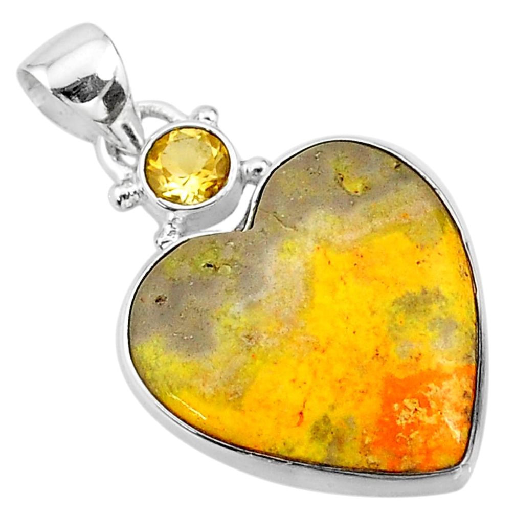 925 silver 13.73cts natural yellow bumble bee australian jasper pendant t13407