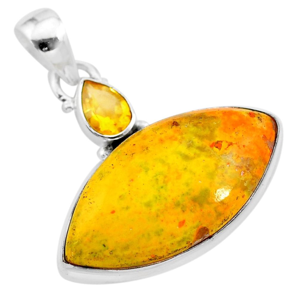 925 silver 18.15cts natural yellow bumble bee australian jasper pendant t28510