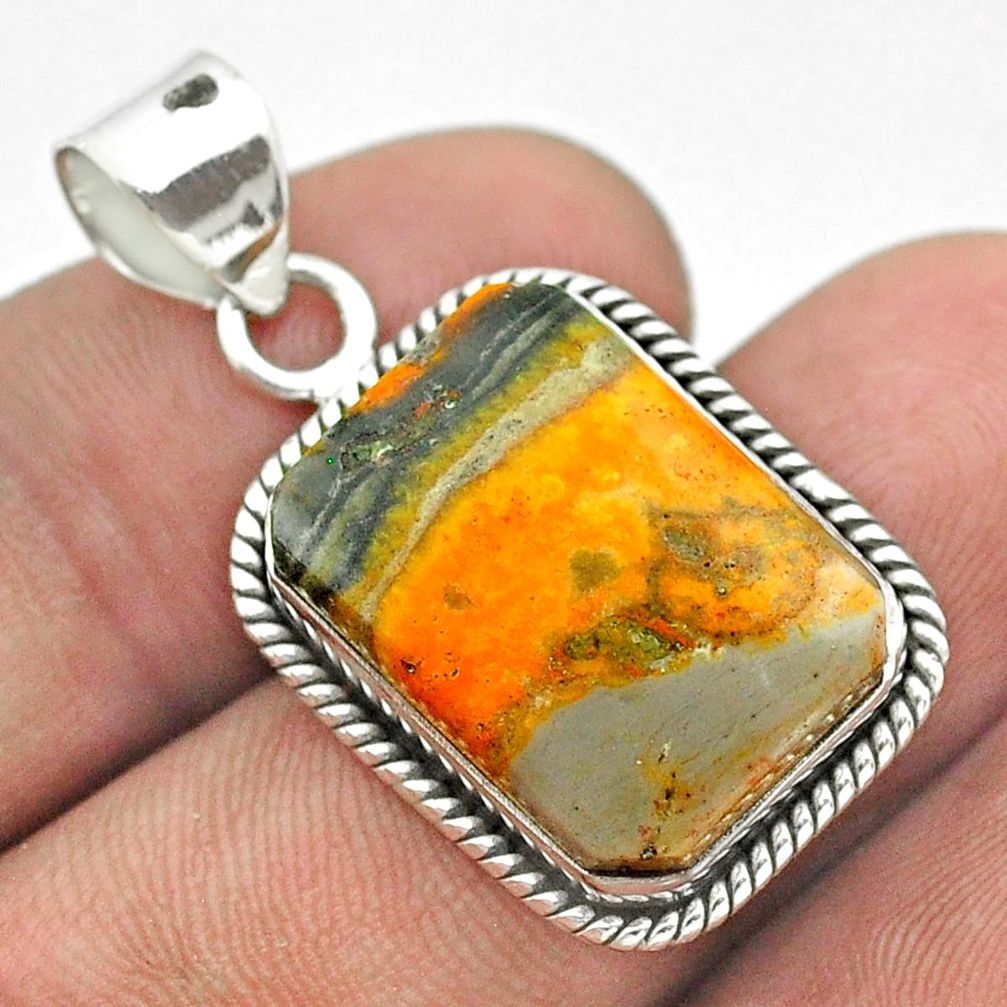 925 silver 14.72cts natural yellow bumble bee australian jasper pendant t53770