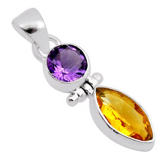 925 silver 6.99cts natural yellow citrine marquise amethyst round pendant n15130