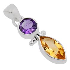 925 silver 7.42cts natural yellow citrine marquise shape amethyst pendant n38042