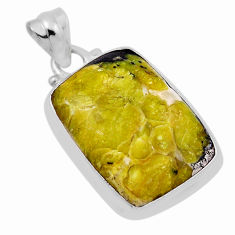 925 silver 15.58cts natural yellow lizardite (meditation stone) pendant n29183