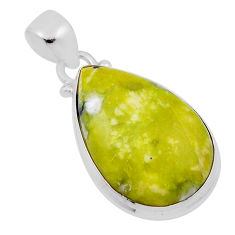 925 silver 13.15cts natural yellow lizardite (meditation stone) pendant n29204