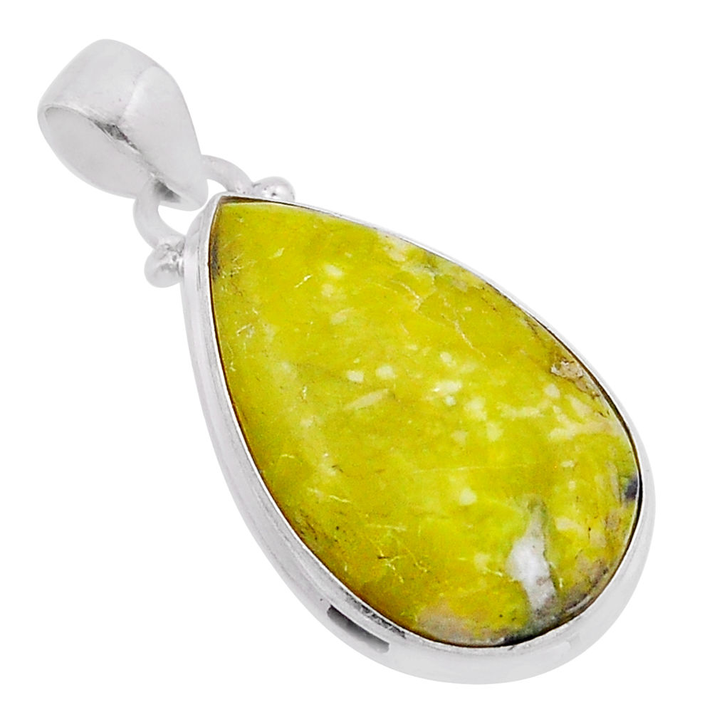 925 silver 14.47cts natural yellow lizardite (meditation stone) pendant n51322