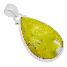925 silver 15.82cts natural yellow lizardite (meditation stone) pendant n51325
