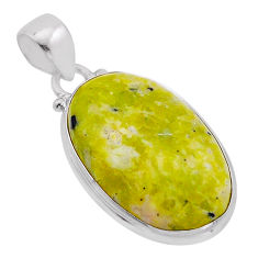 925 silver 15.79cts natural yellow lizardite (meditation stone) pendant n51330