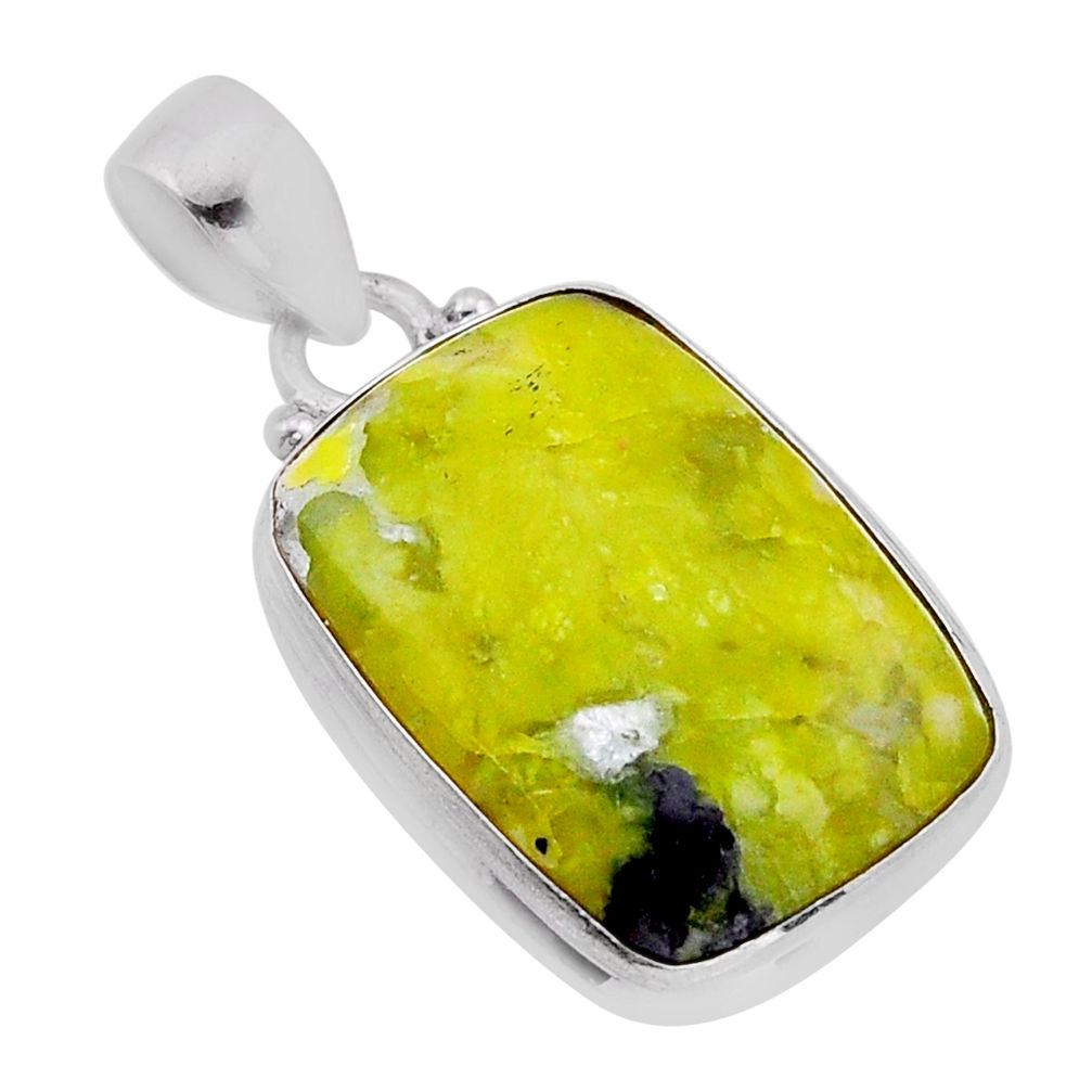 925 silver 14.47cts natural yellow lizardite (meditation stone) pendant n51332