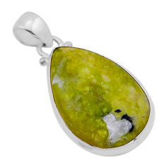 925 silver 13.39cts natural yellow lizardite (meditation stone) pendant n51359