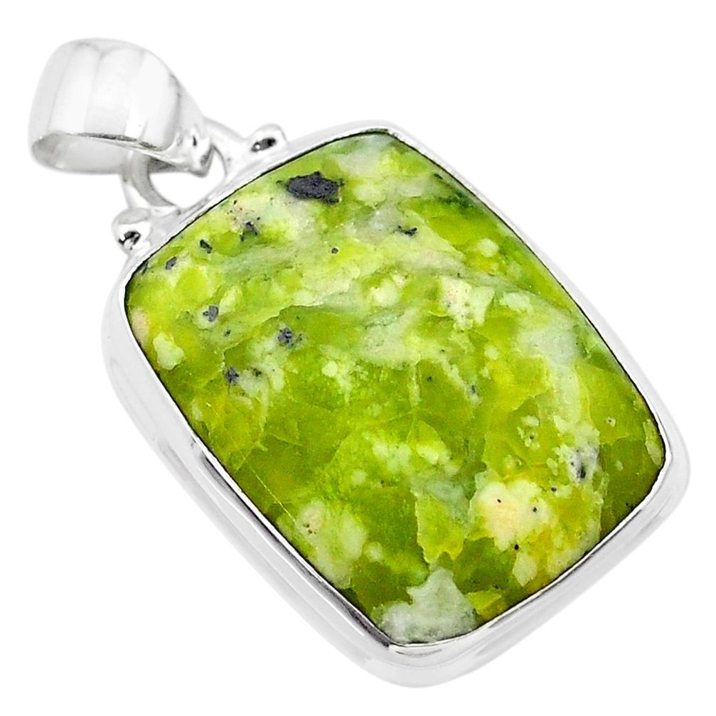 925 silver 16.15cts natural yellow lizardite (meditation stone) pendant t26517