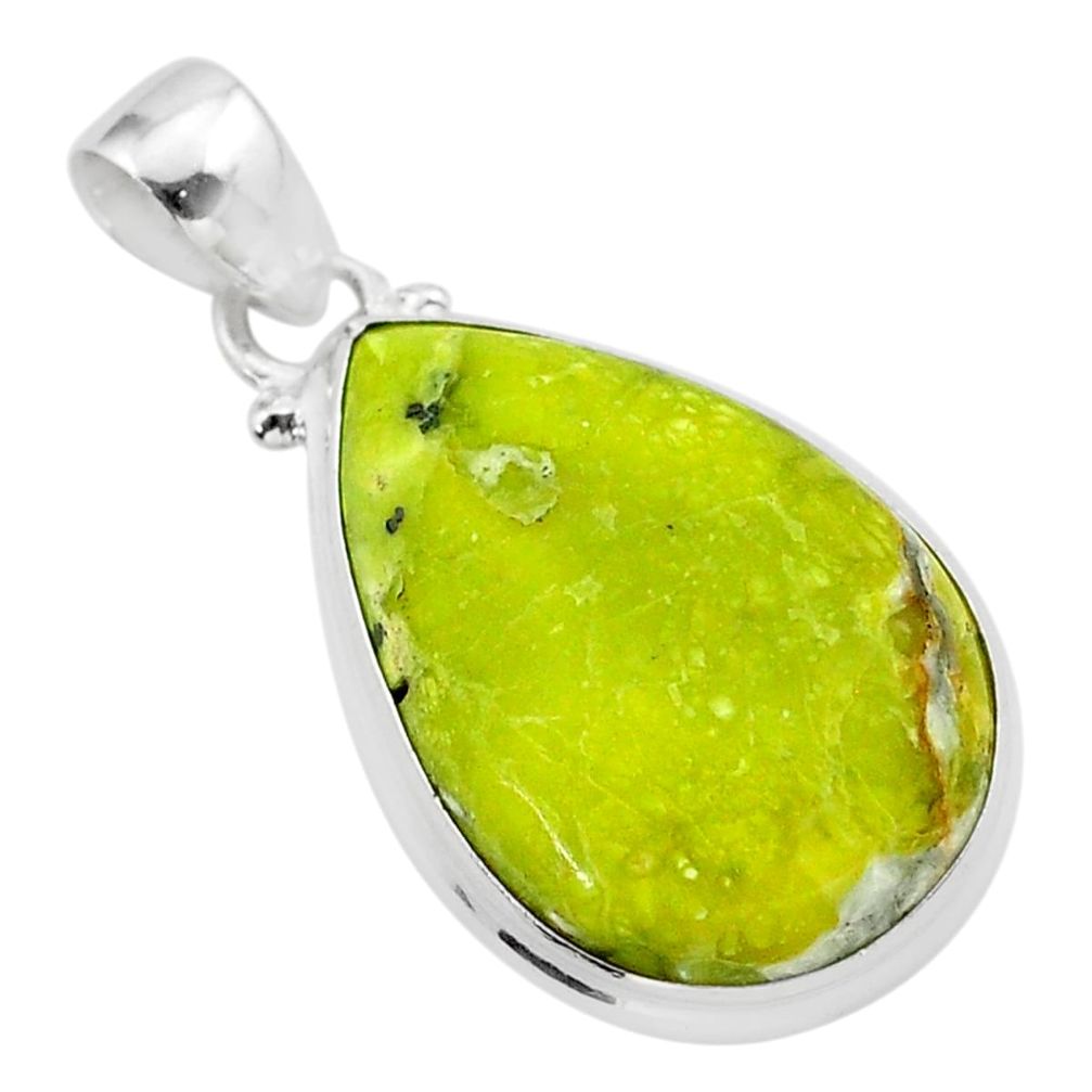 925 silver 15.58cts natural yellow lizardite (meditation stone) pendant t38517