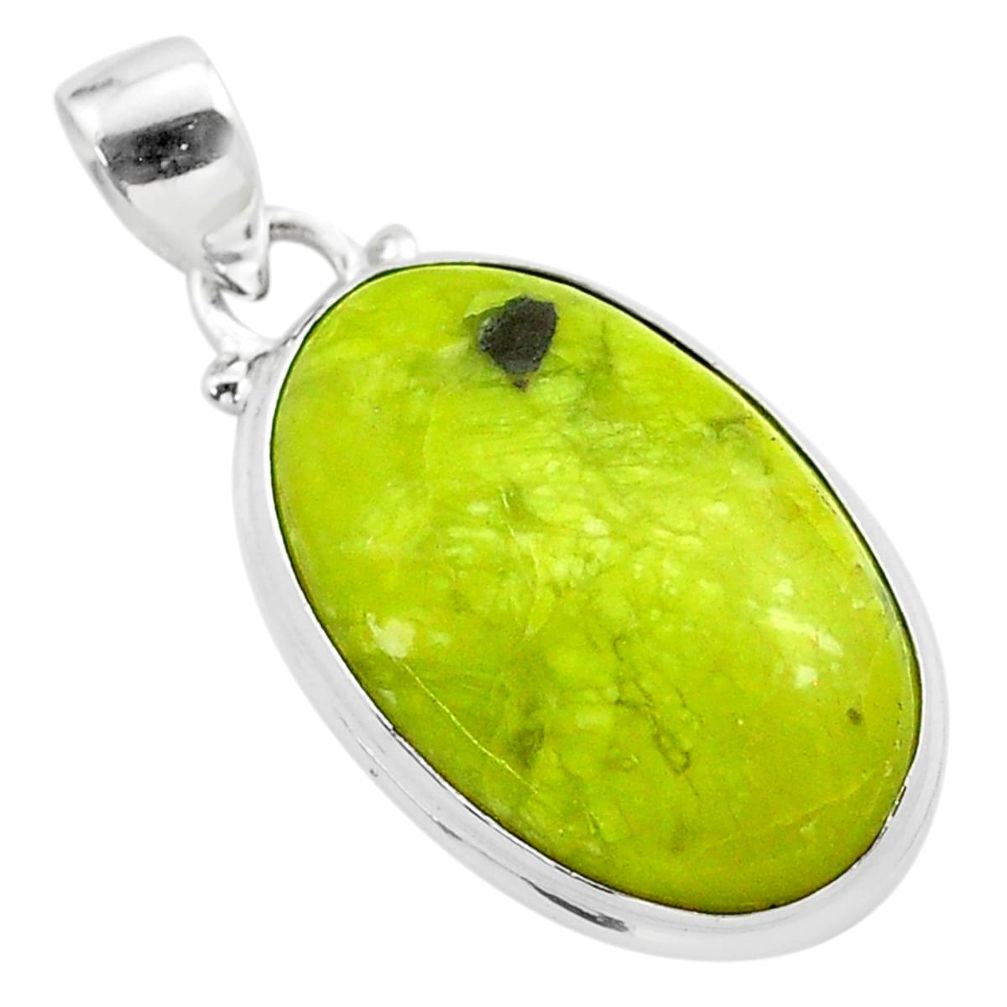 925 silver 14.68cts natural yellow lizardite (meditation stone) pendant t38539