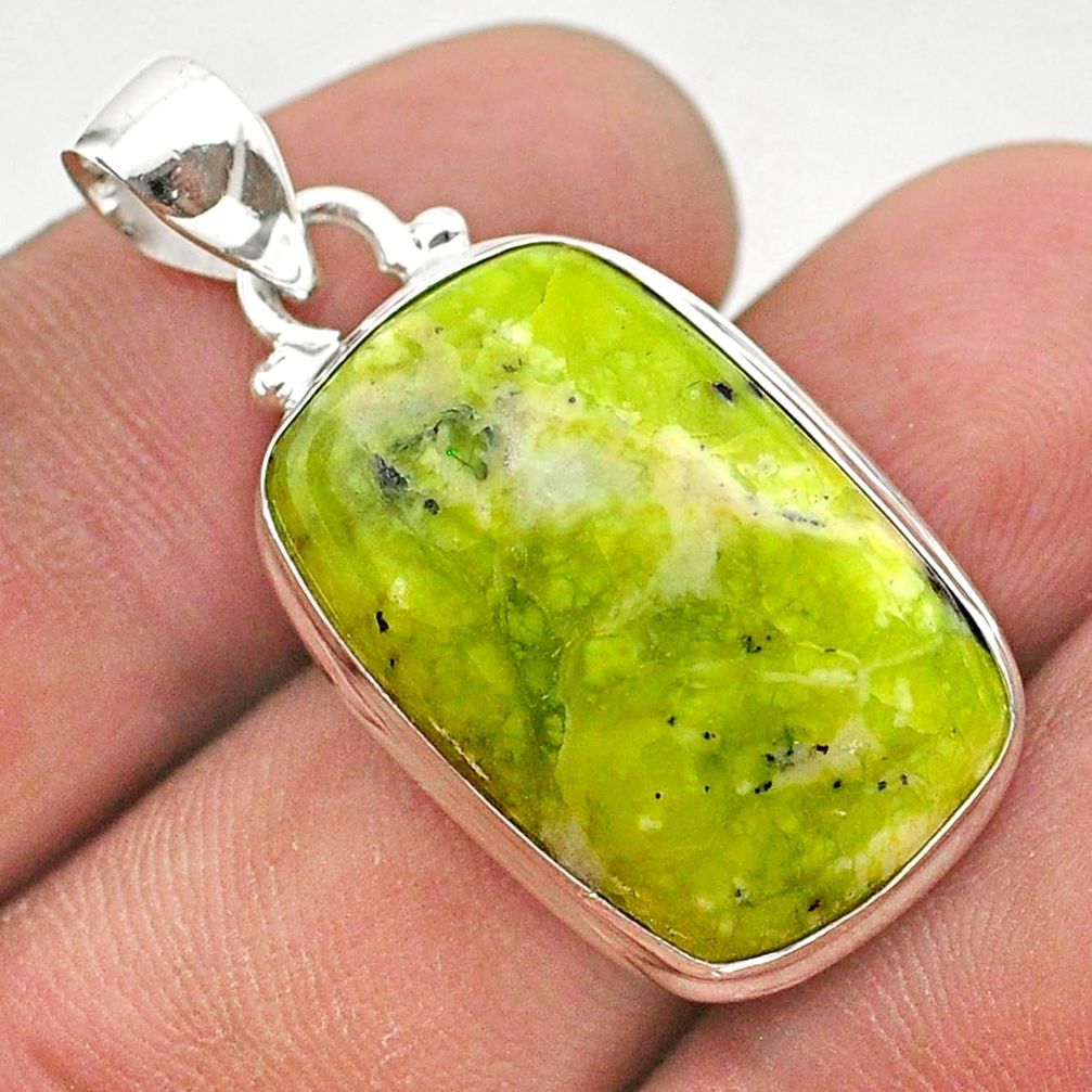 925 silver 14.72cts natural yellow lizardite (meditation stone) pendant t38556