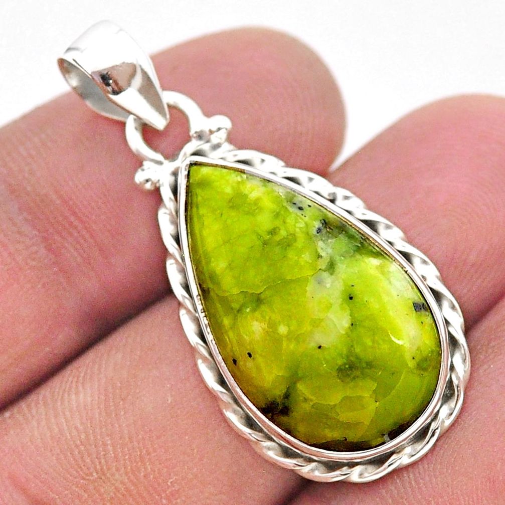 925 silver 13.70cts natural yellow lizardite (meditation stone) pendant t38696