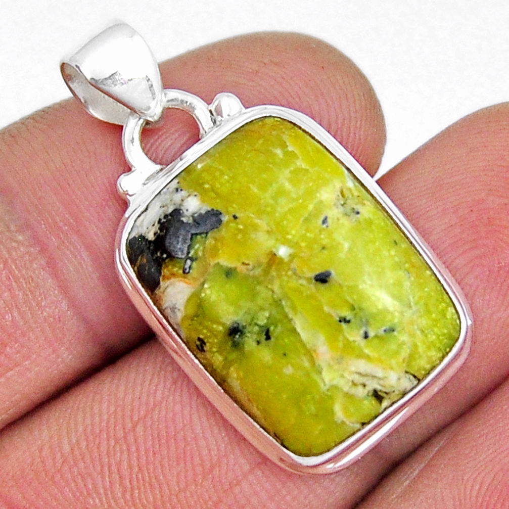 925 silver 14.50cts natural yellow lizardite (meditation stone) pendant y5699