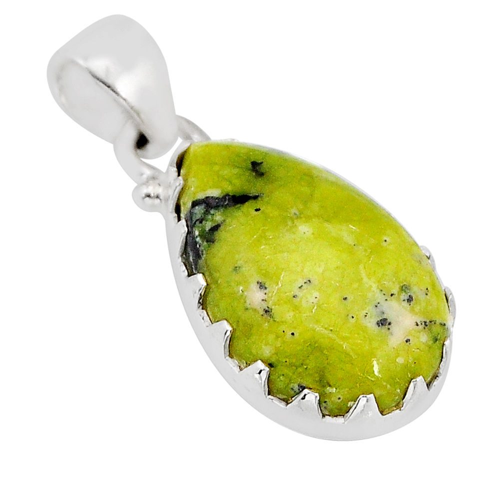 925 silver 10.22cts natural yellow lizardite (meditation stone) pendant y70763