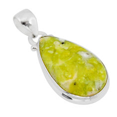 925 silver 11.66cts natural yellow lizardite (meditation stone) pendant y70777