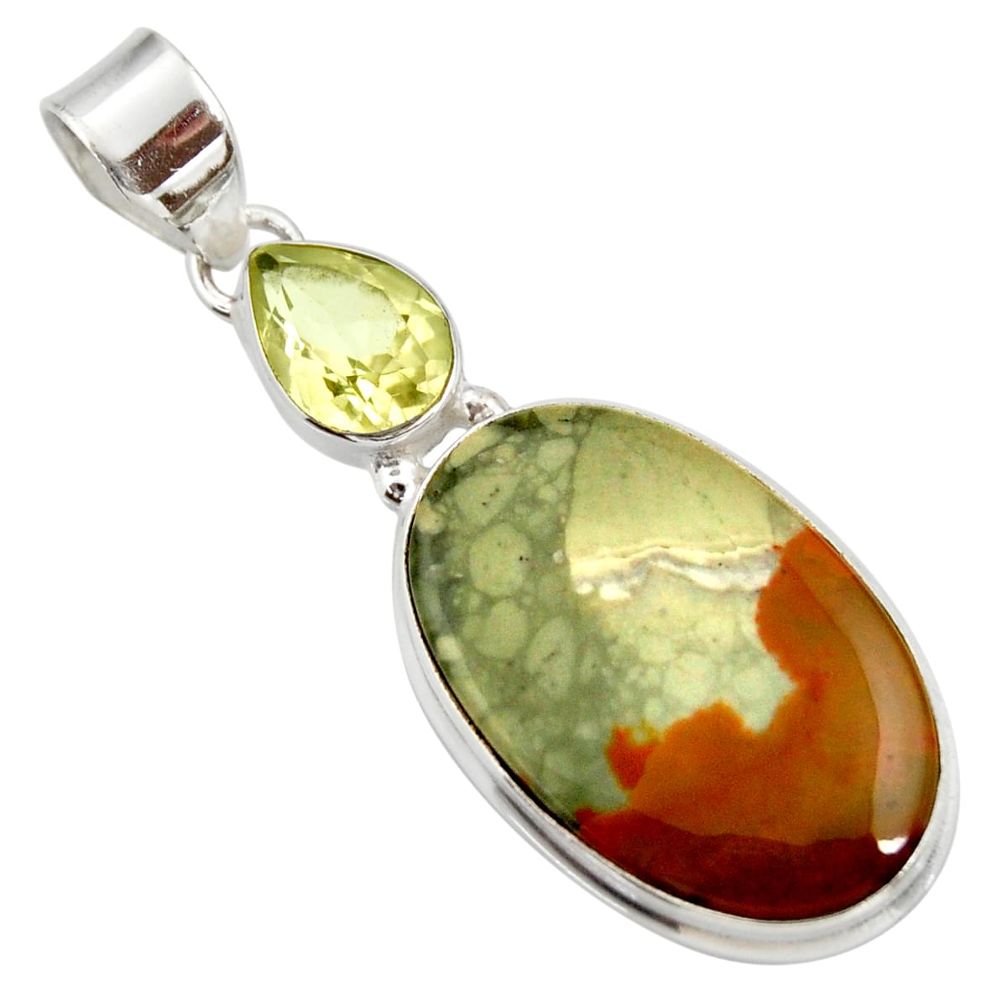 cts natural yellow rocky butte picture jasper pendant d41967