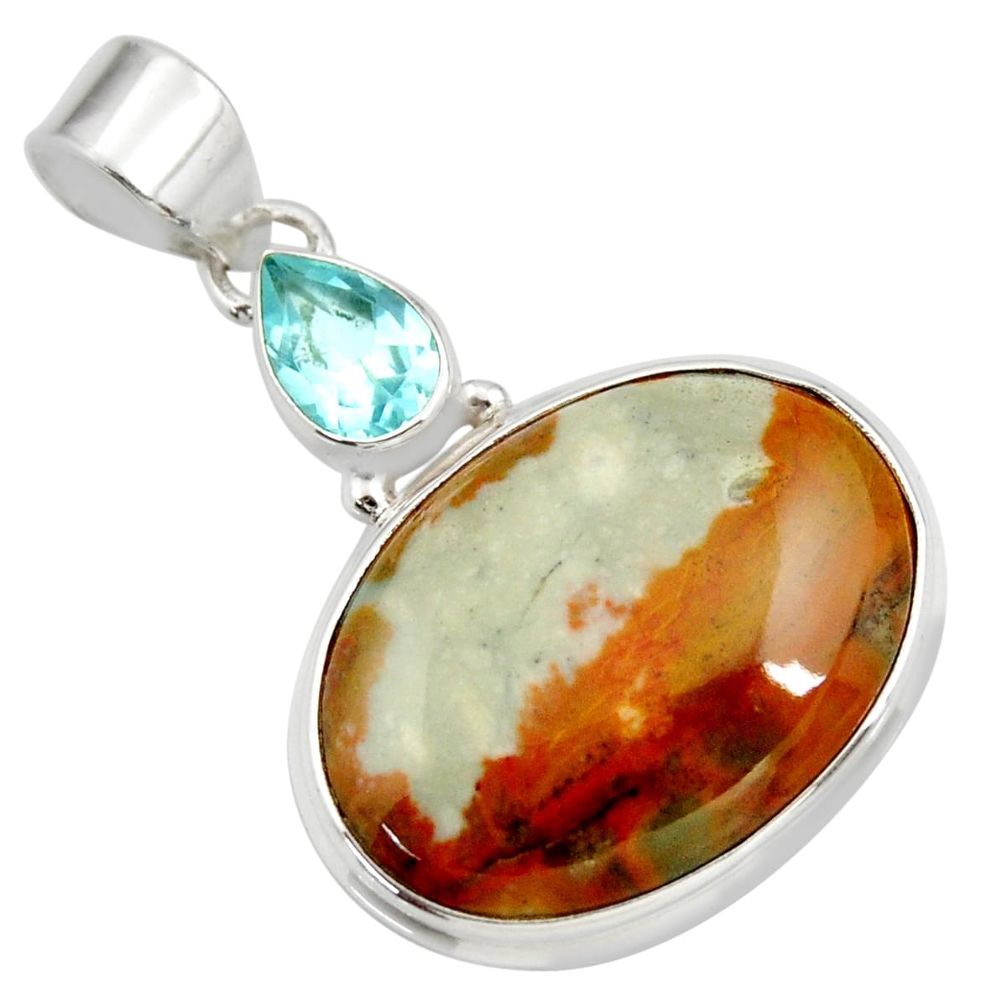 925 silver 21.48cts natural yellow rocky butte picture jasper pendant d41974