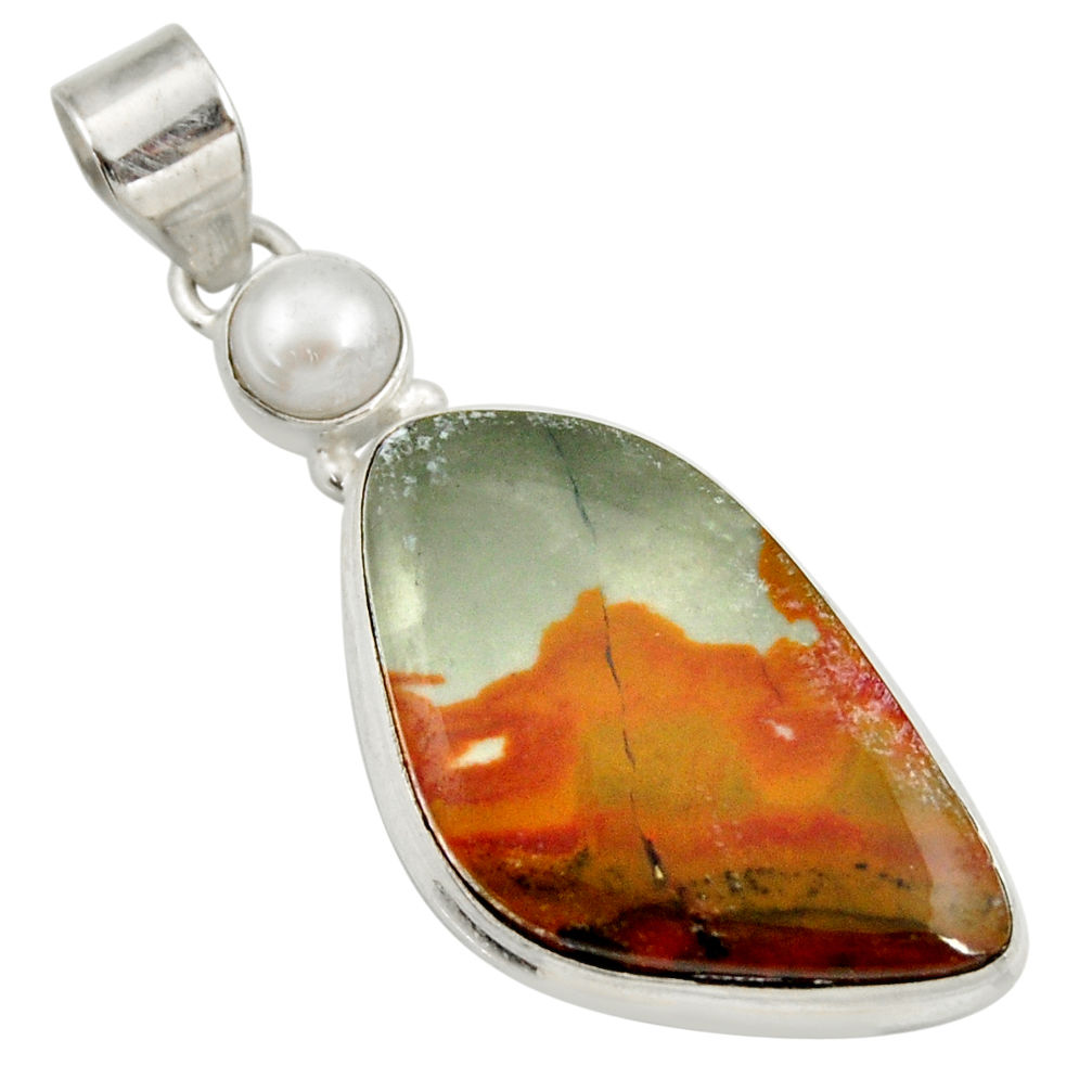 925 silver 24.00cts natural yellow rocky butte picture jasper pendant d41977