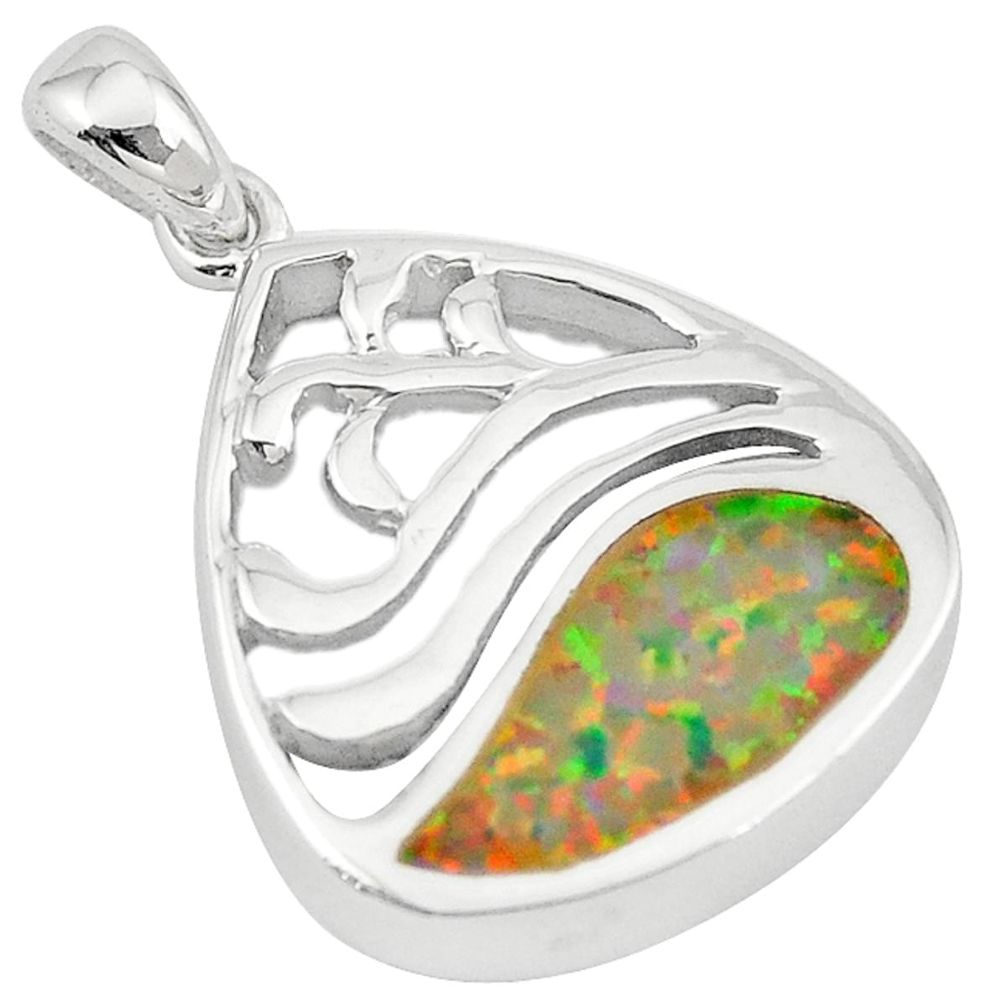 925 silver pink australian opal (lab) enamel pendant jewelry a74254 c24391