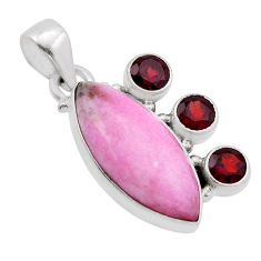 925 silver 13.87cts pink thulite (unionite, pink zoisite) garnet pendant n51365