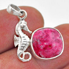 925 silver 6.52cts pink thulite (unionite, pink zoisite) seahorse pendant n46206