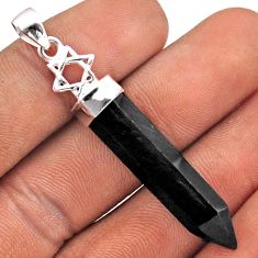 925 silver 13.68cts pointer natural black onyx fancy wicca symbol pendant t86159