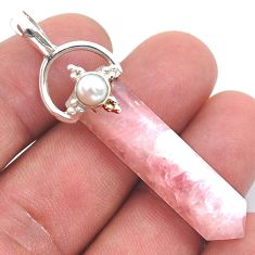 925 silver 22.65cts pointer natural pink rose quartz fancy pearl pendant u59299