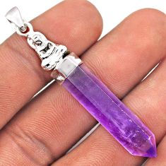 925 silver 14.79cts pointer natural purple amethyst buddha charm pendant t86091