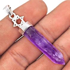 925 silver 13.21cts pointer natural purple amethyst wicca symbol pendant t86095