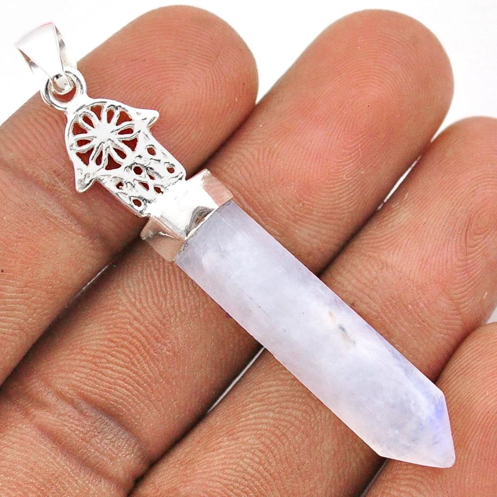 925 silver 15.13cts pointer rainbow moonstone hand of god hamsa pendant t86037